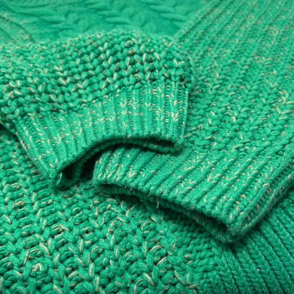 Cable‎ Knit Chunky Oversized Sweater Green Cream Accent Acrylic Noisy May - Picture 8 of 13